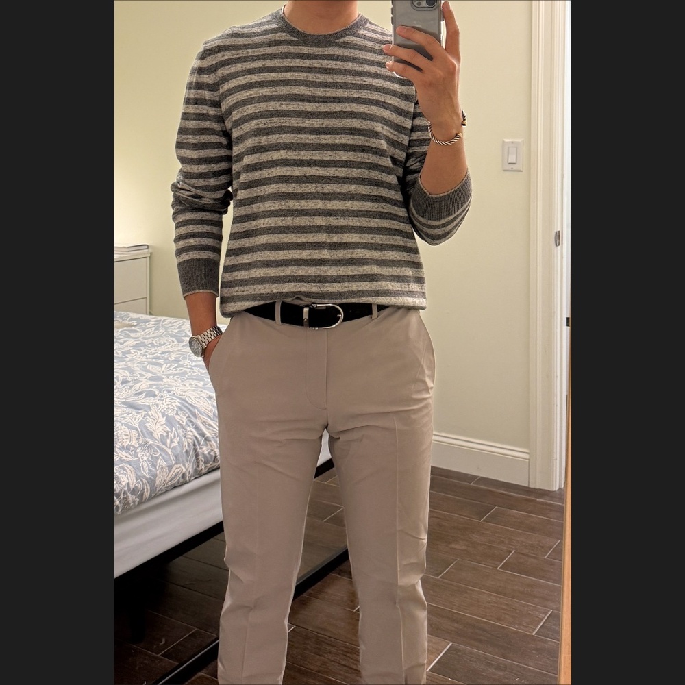 Michael Kors Grey Striped Long Sleeve Sweater